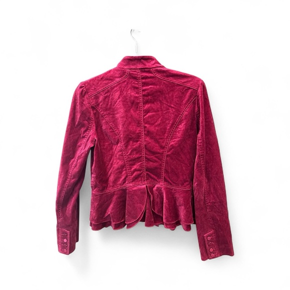 White House Black Market Burgundy Ruffle Blazer - Picture 3 of 6